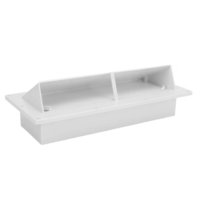 White RV Sidewall Vent Cover, Secure Lockable Clips, UV-Resistant ABS, Sleek Design, Fits 3-1/2 To 10-3/8 Inch Cut Out