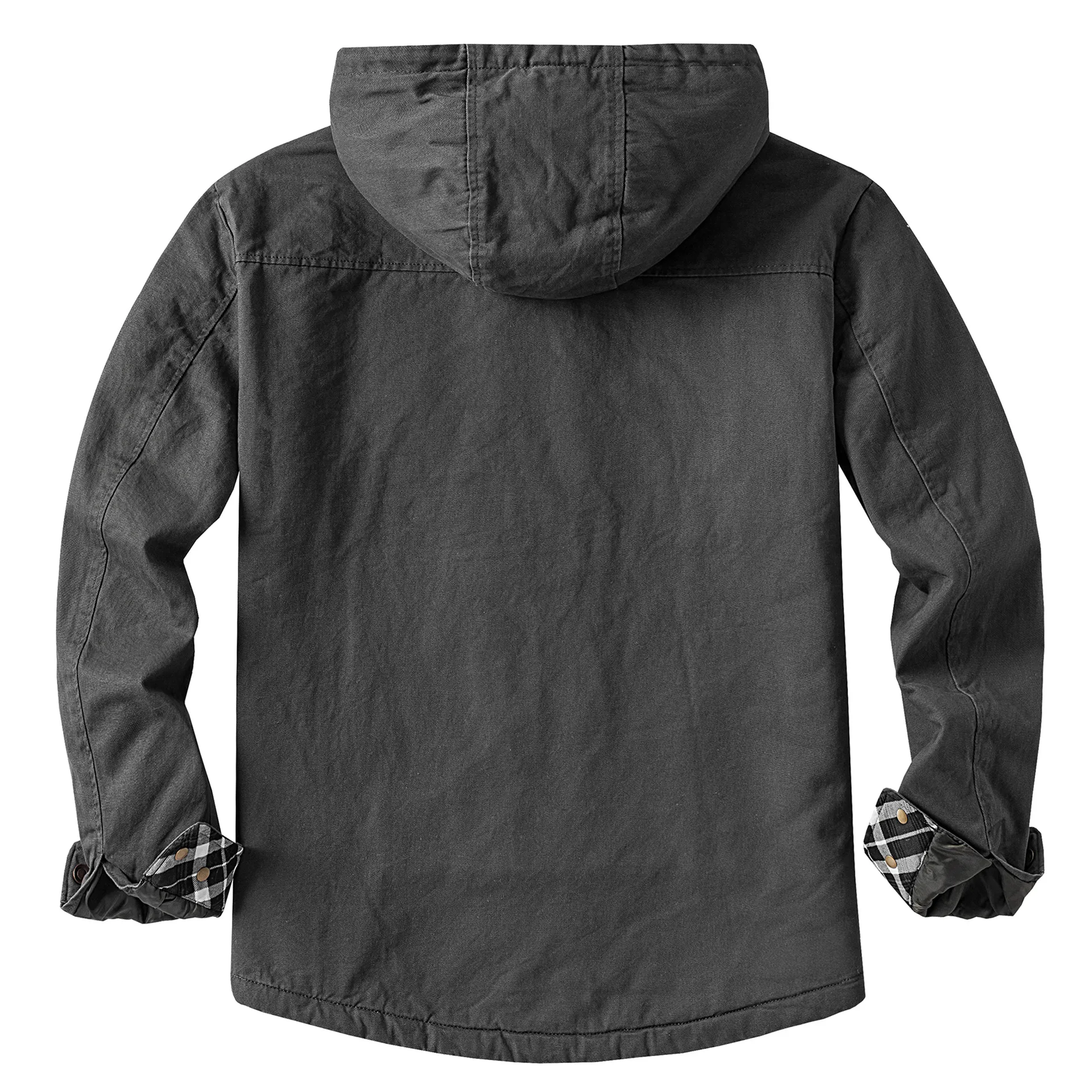 Men's Cotton Casual Fleece Long-sleeved Shirt Autumn and Winter Large Size Thickened Lamb Fleece Hooded Jacket for Men