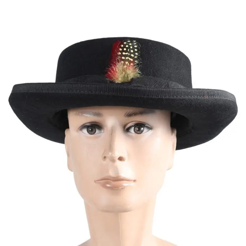 39BD Wool Fedoras Top Hat Short Brimmed Dress Up Top Hat Surprise Gift for Boyfriend Father Uncle Casual Hat