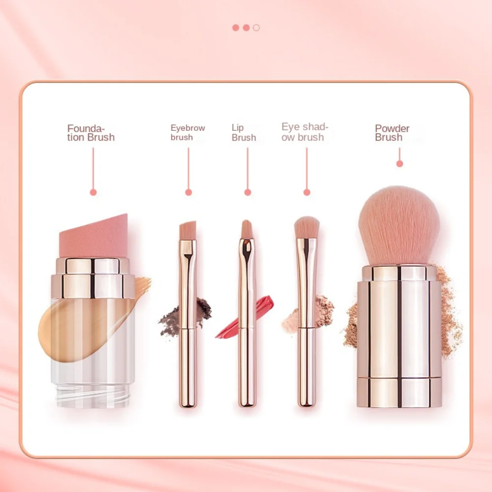 Splicing 5 in 1 Makeup Brush Dustproof Multifunctional Concealer Brush Lip Liner Eye Shadow Applicator Lipstick Smudge Brush