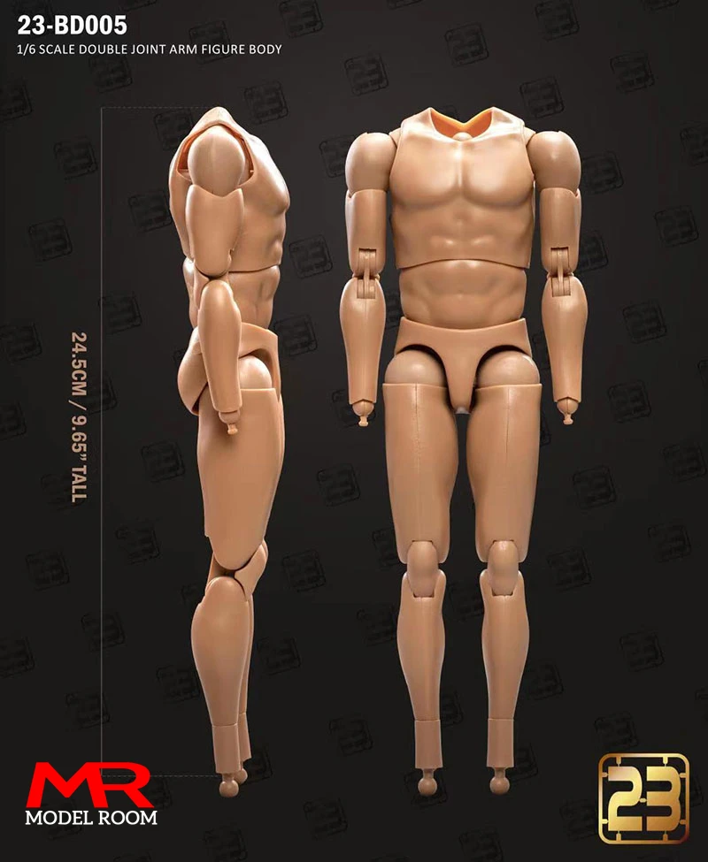 MAK 23TOYS 23-BD001 Gelenkkörper für männliche Soldaten im Maßstab 1:6, 23,5 cm – 27,5 cm, männliche Standard-Muskel-Actionfigur, Gelenkkörper 7