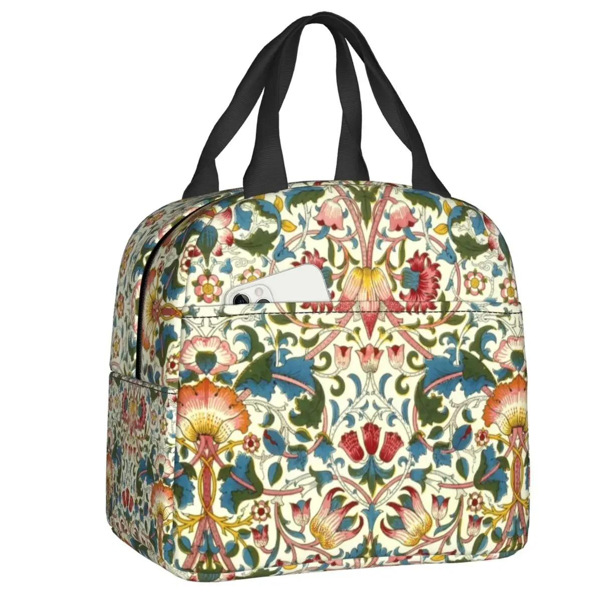 William Morris Insulated Lunch Bag for Women Leakproof Floral Textile Pattern Cooler Thermal Lunch Box Office Work School