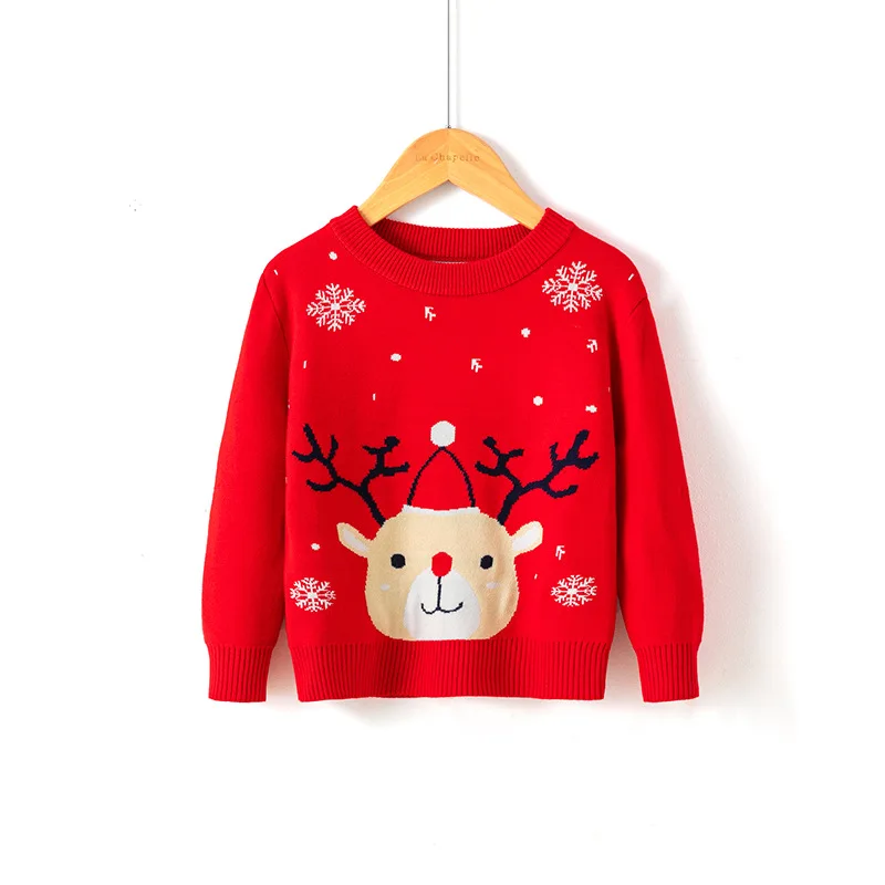 

Boy Cartoon Pullover Girl New Year Fall Winter Sweater Christmas Elk Sweater Kid Children Unisex Casual Top Warm Long Sleeves
