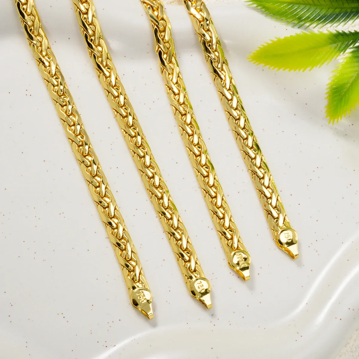 Einfache Halskette Schmuck Mode Italien 750 18 Karat vergoldet flache Schlangenkette afrikanische Hochzeit Geburtstagsgeschenk Party – Detail 2