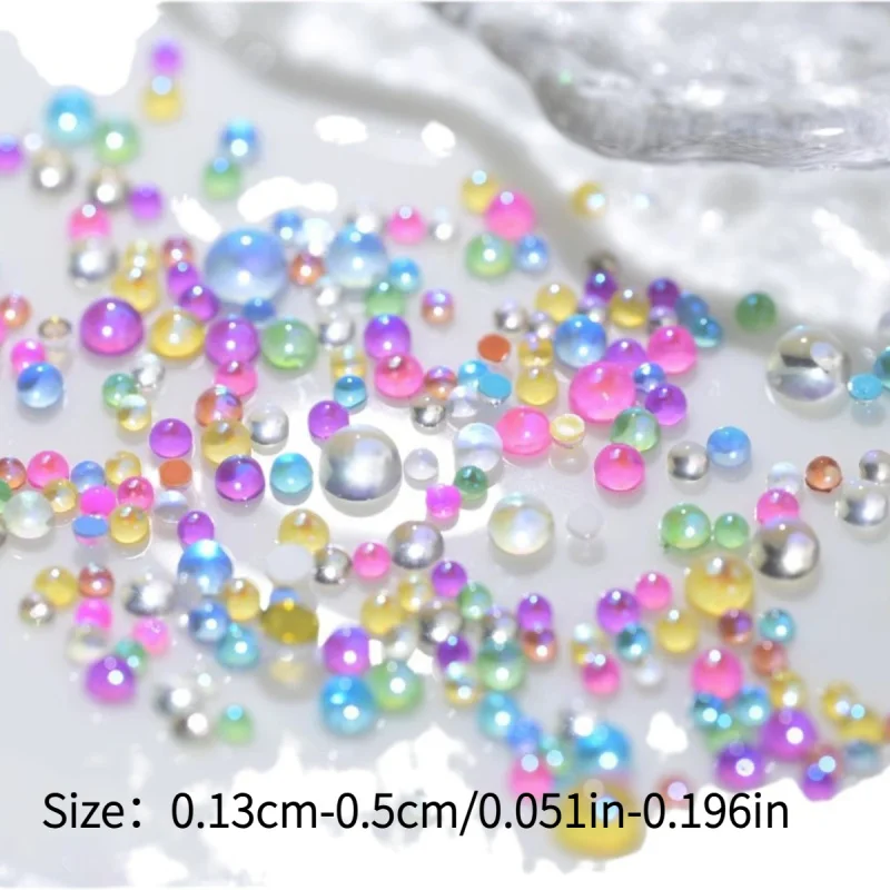 100 pezzi di perline per unghie a forma di sirena color caramello, strass in vetro con retro piatto bianco blu iridescente per decorazioni per unghie, scarpe e vestiti fai da te