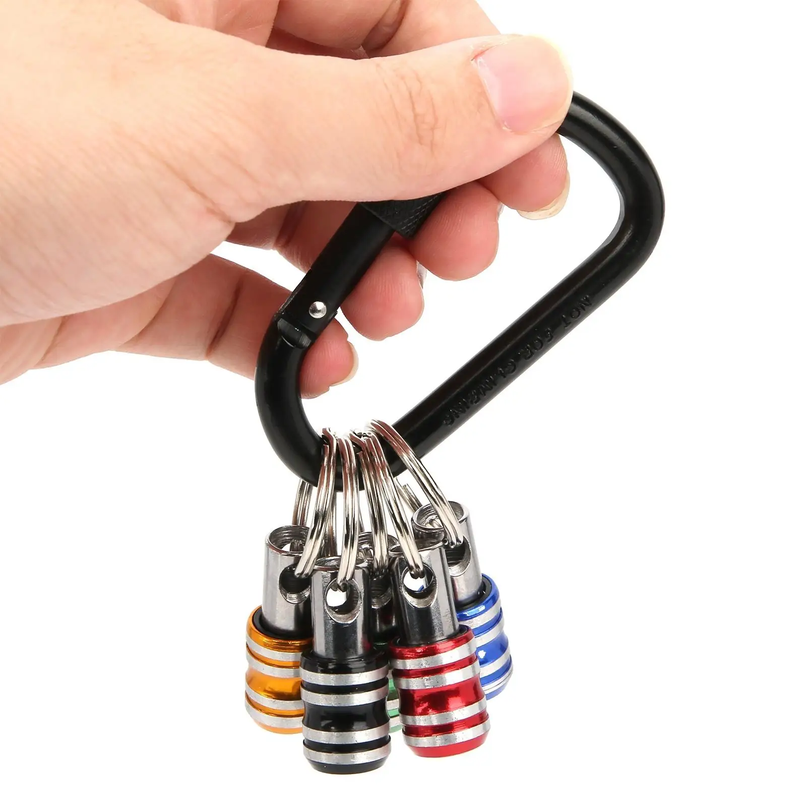 5Pcs Aluminum Keychain Screwdriver Bit Holders - 3-Slot 1/4in Quick-Release Repair Tool