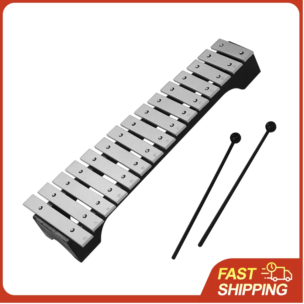

15-Note Xylophone Glockenspiel Wooden Base Aluminum Bars with Mallets Percussion Musical Instrument Gift with Carrying Bag