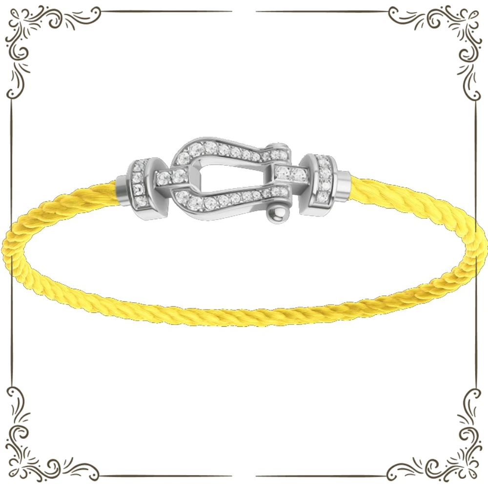 

VZZS New 925 Silver Blue yellow black Nylon M SingleRow Zircon Bracelet Female Daily Wear Party Gifts Luxurious Couple Jewelr