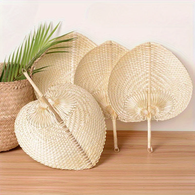 1pc Handmade Straw Woven Fan Craft Summer Cooling Fan Bamboo Home Decoration, Ideal for Party Performances & Photo Props & Gifts