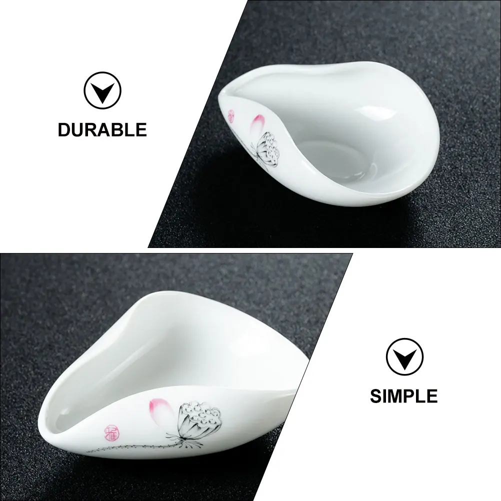 

Ceramic Leaf Set Material White Jade Teaspoon Holder Kitchen Travel Loose Tea Coffee Bean Scoop Practical Gadgets Tea