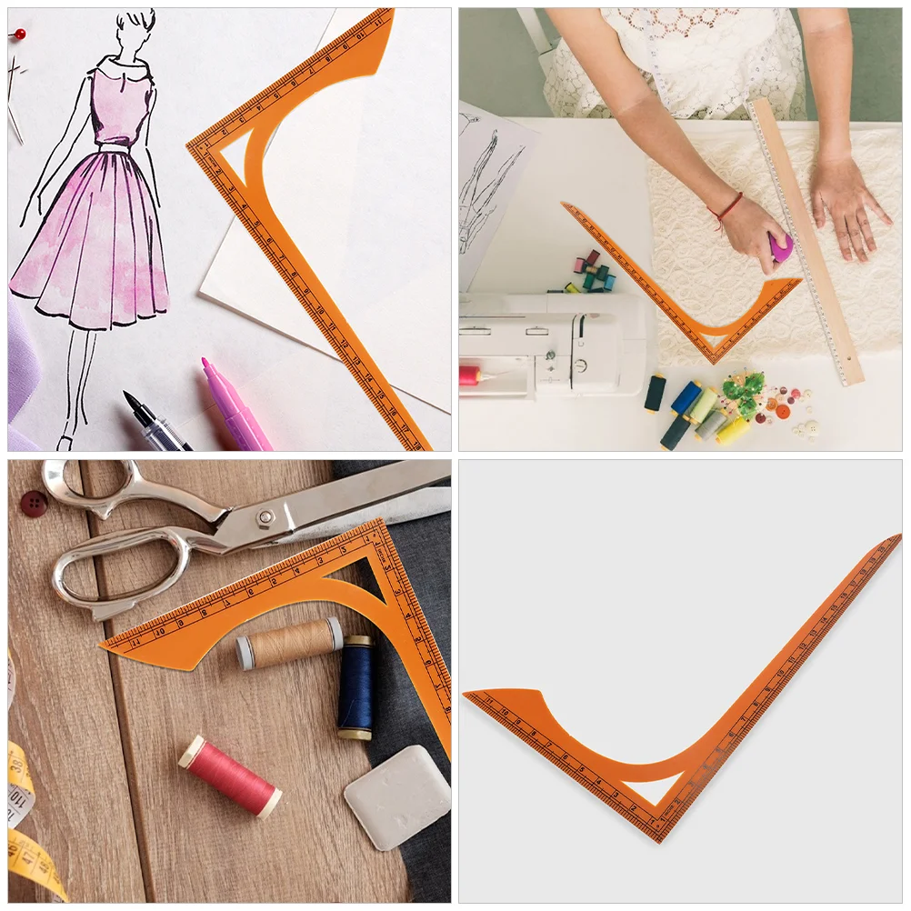 2 Pcs Cutting Ruler Sewing Rulers Patchwork Handworking Tailor Craft Tool for Measuring Tools Shape Fabric