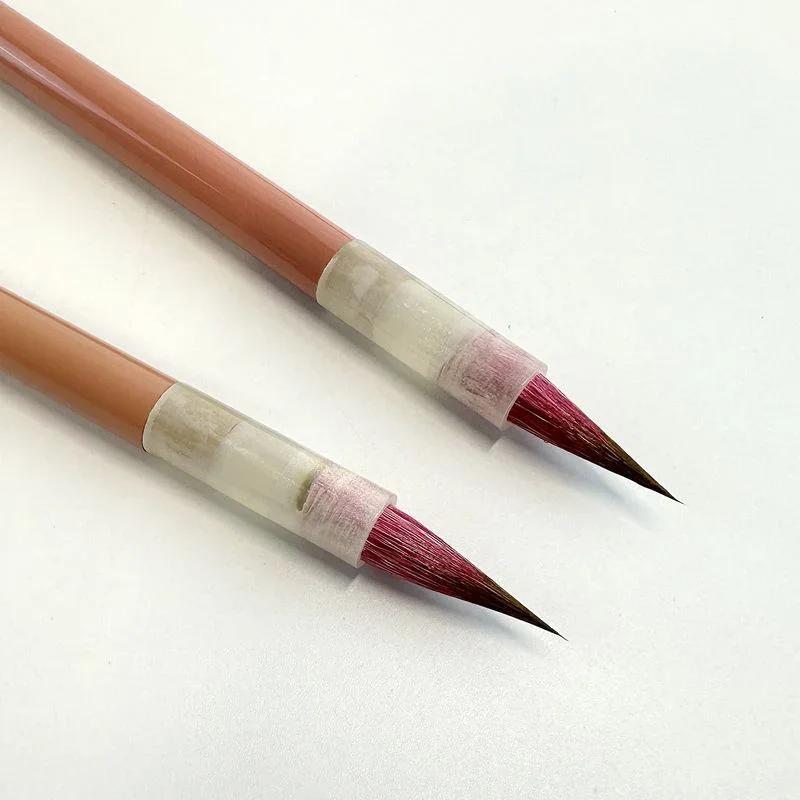 2Pcs Luxurious Calligraphy Brushes Red Wolf Weasel Hair Writing Chinese Brush Traditional Write Small Regular Script Pen
