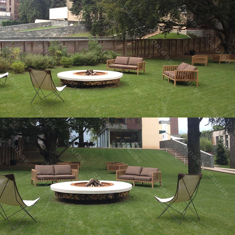 BBQ Villa Outdoor Wood/Gas/Alcohol/Atomized/Electronic Heater Modern Wood Fireplace Mantel 1500mm Freestanding Fire Pit