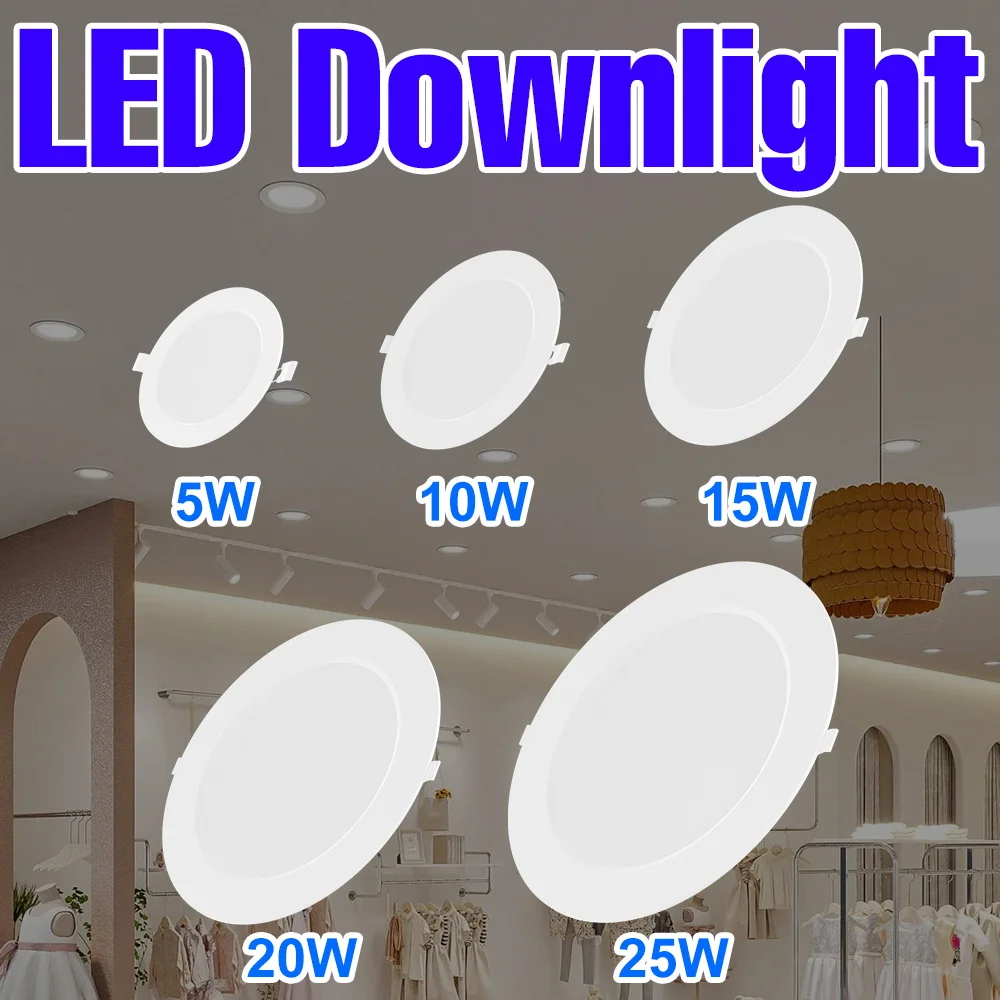 25W LED Downlight Indoor Ceiling Recessed Panel Light 220V Ultra Thin Round Spotlight Living Room Bedroom Kitchen Lighting