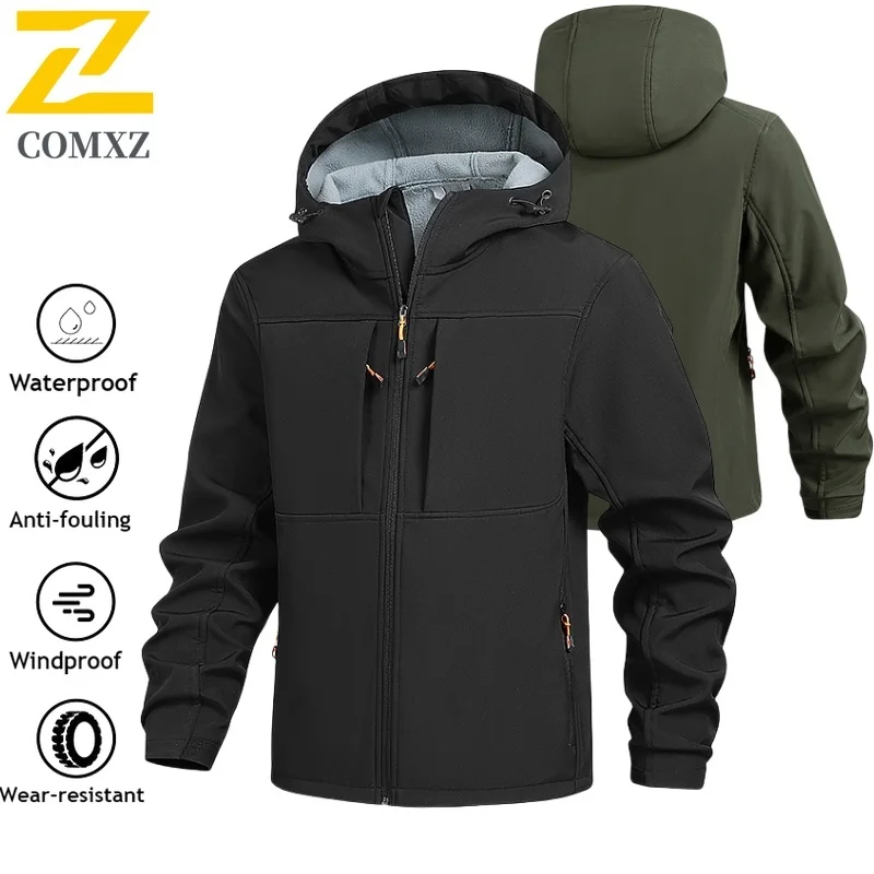 

Men's Waterproof Softshell Work Jacket Winter Windproof Fleece Hoodie Jackets Outdoor Travel Snow Windbreaker Coat Ski Apparel