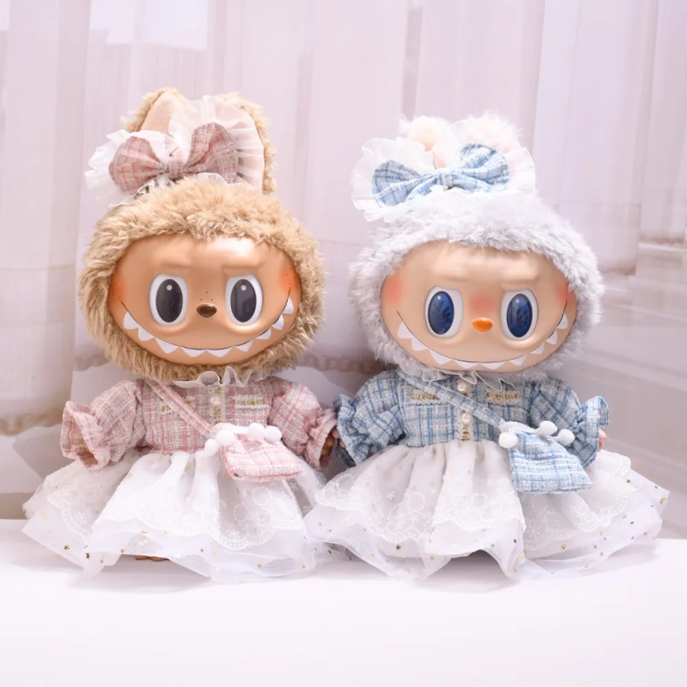 

Одежда для куклы Labubu 38 см, клетчатая юбка, сумка, набор аксессуаров для кукол, платье для пеленания, сидячая вечеринка, игровой дом, игра, подарок, игрушки