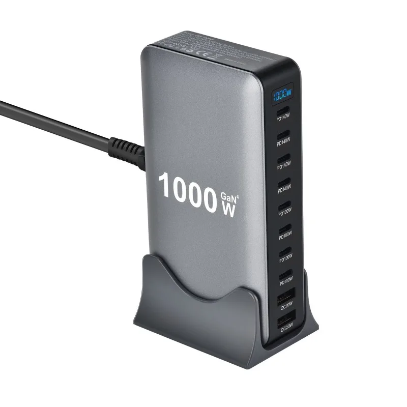 

Зарядное устройство GaN 1000 Вт, USB-C, быстрое настольное, 10 портов USB Type-C PD 3.1, быстрая зарядка для iPhone 16 15 14, Samsung, Xiaomi, Huawei, ноутбуков