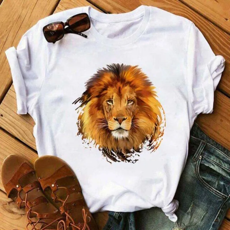 Cartoon Tiger Creative Fun Pure Cotton Printed Children's Short Sleeved New Fashion Trend Parent-child Loose Round Neck T-shirt