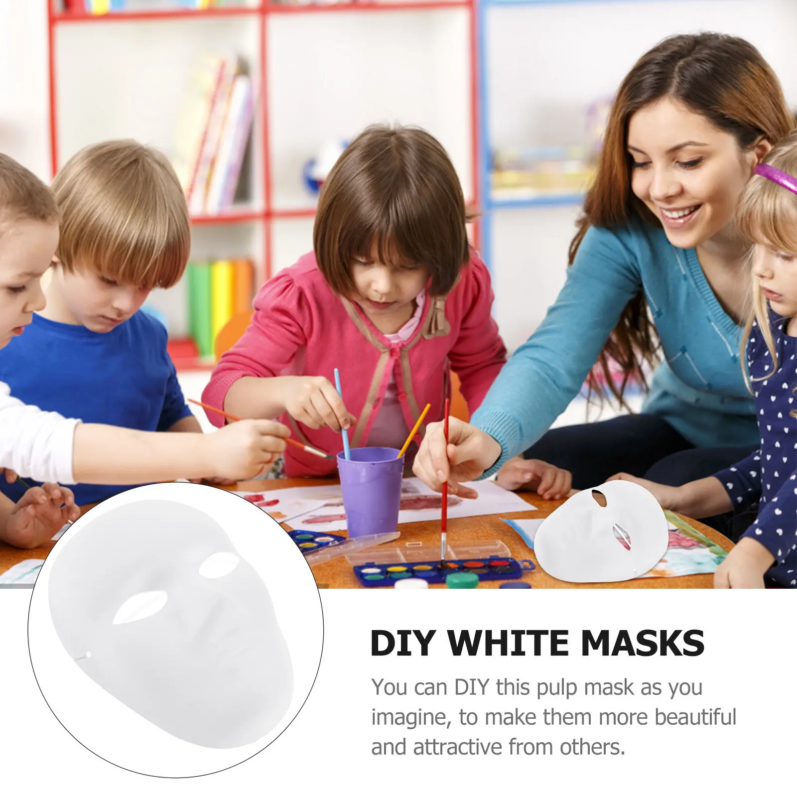 6Pcs Blank Masquerade Mask Paintable DIY Paper Pulp Mask for Halloween Party Prom Cosplay Masquerade Event Craft Art Project