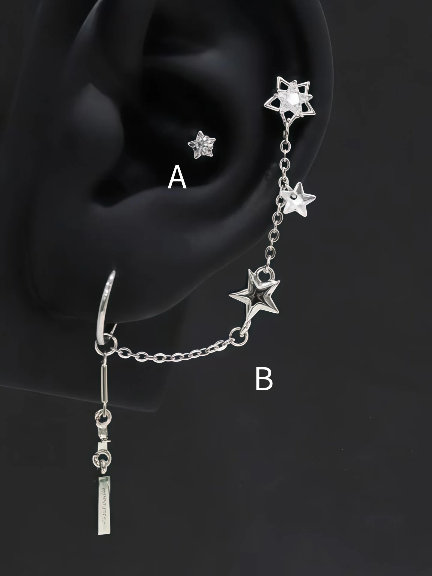 Sparkle Studs Stainless Steel Diamond Star Earring. Simple and Versatile Two Sizes for Women 1pc