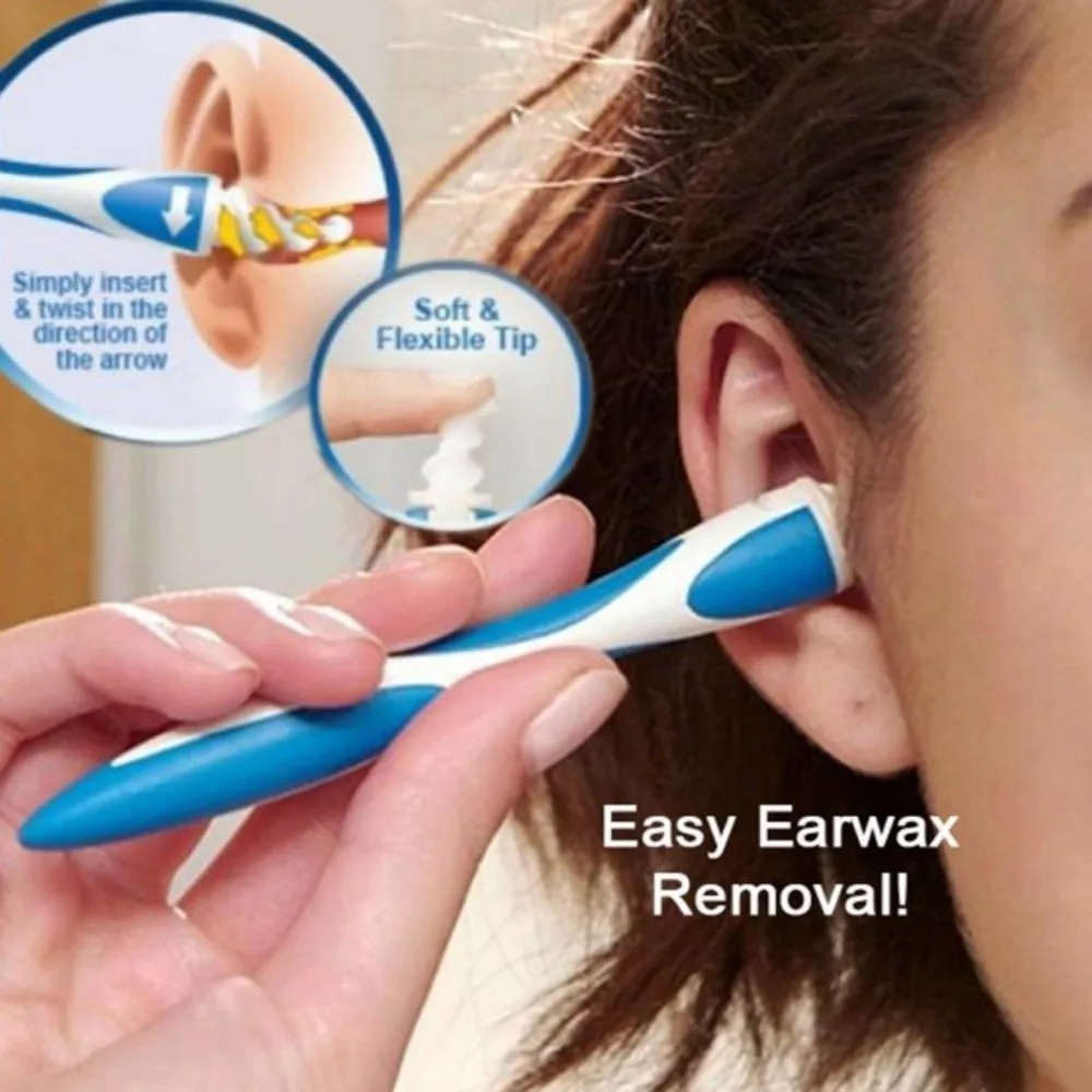 360° Rotary Spiral Ear Cleaner 16 Replacement Tips Easy Grab-and-Extract Ear Wax Earpick Soft Massage Ear Wax Remover Tool