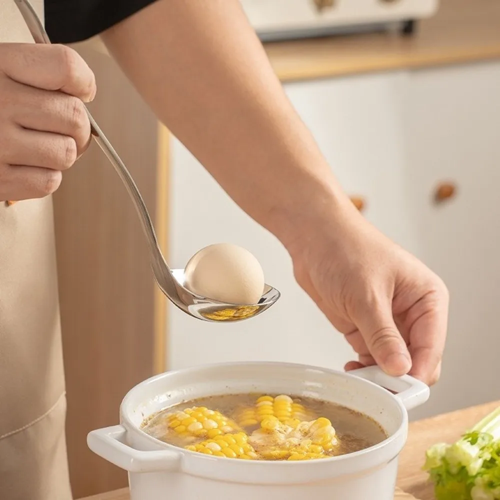 Stainless Steel Soup Ladle High Temperature Resistance Long Handle Soup Spoon with Hanging Hole Koala Pattern Rice Spoon Kitchen