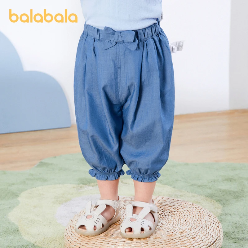 Balabala Baby Pants Girls  Infant Long Pants Casual Pants 2024 Summer New Outerwear Fashionable Trendy Loose and Comfortable ﻿