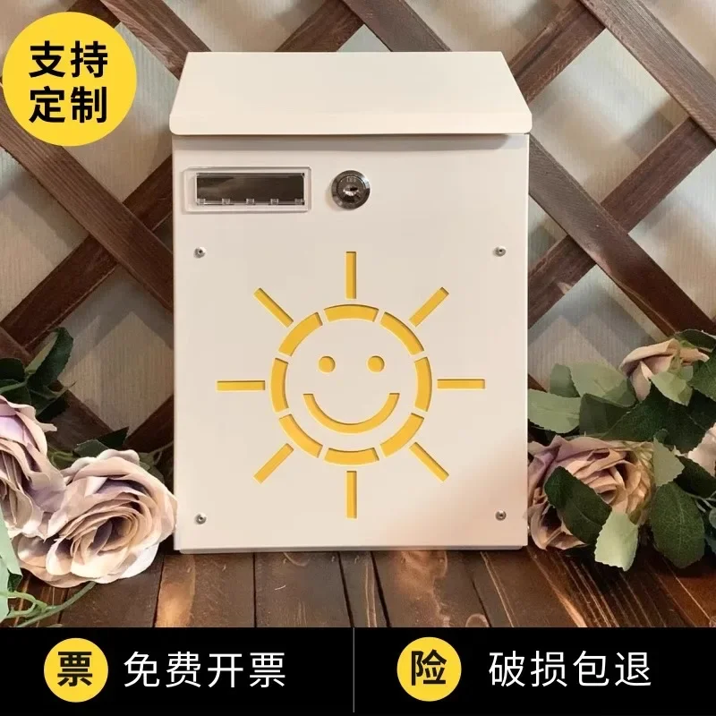 Small Sun Mailbox Pastoral Long Mailbox Wall Hanging Suggestion Box Xinyu Mailbox Outdoor Rainproof Decoration Customized Villa