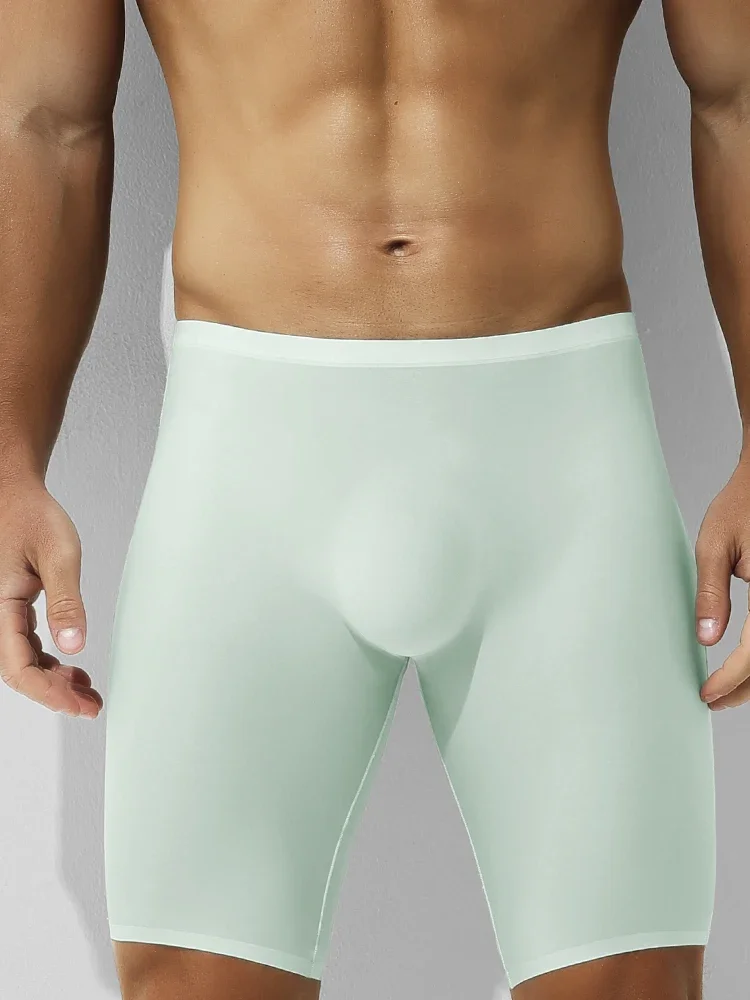 

Men's ice silk underwear, sports men's summer thin quadrangle pants, extended anti-rub legs, seamless running quick-drying flat