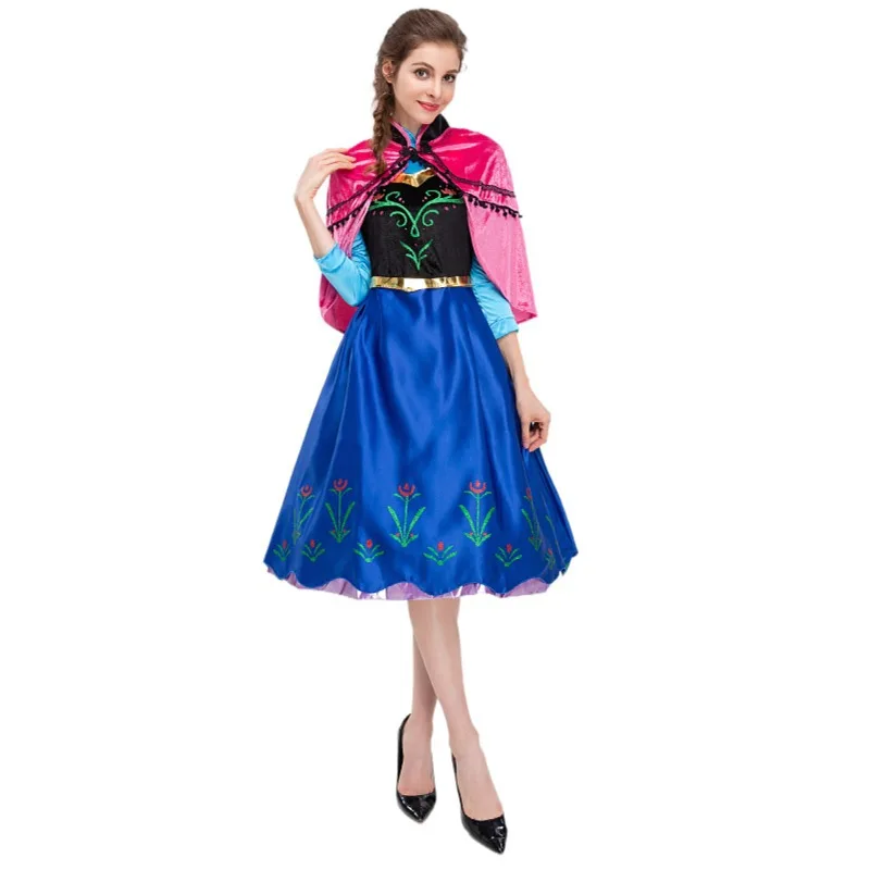 

Anime Frozen Anna Princess Dress Adults Snow Queen Elsa Cosplay Costume Ice Queen Party Dresses for Women Halloween Fancy Dress