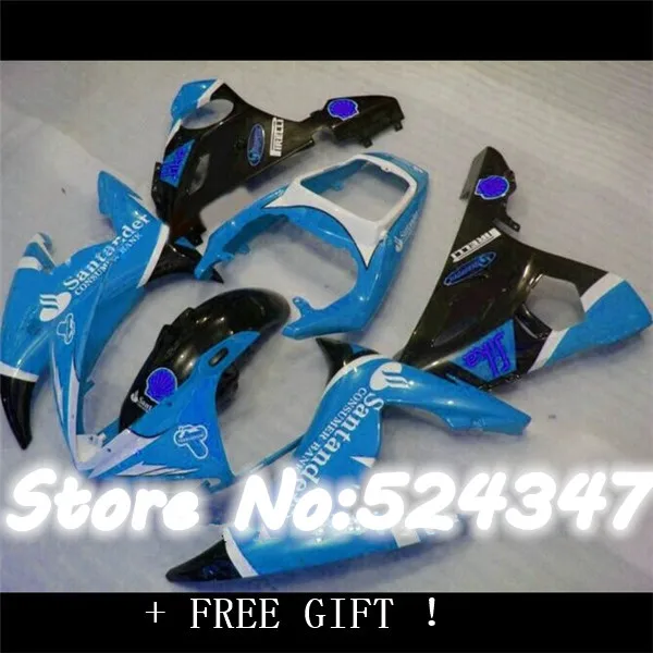 plastic fairing kit for  YZF-R6 03 04 05 black blue Santander YZF R6 2003 2004 2005 custom fairings set for Yamaha-Hey