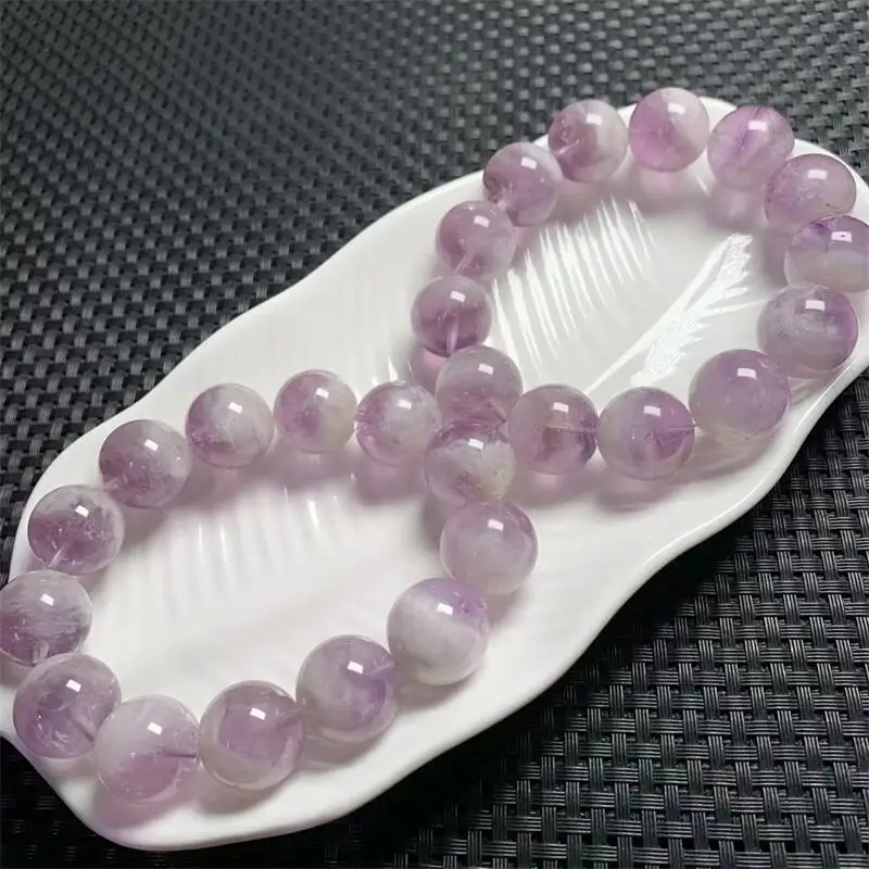 17.4MM Natural Purple Rabbit Hair Quartz Bracelet Women Fashion Charm Crystal Healing Energy Gemstone Yoga Jewelry 1PCS