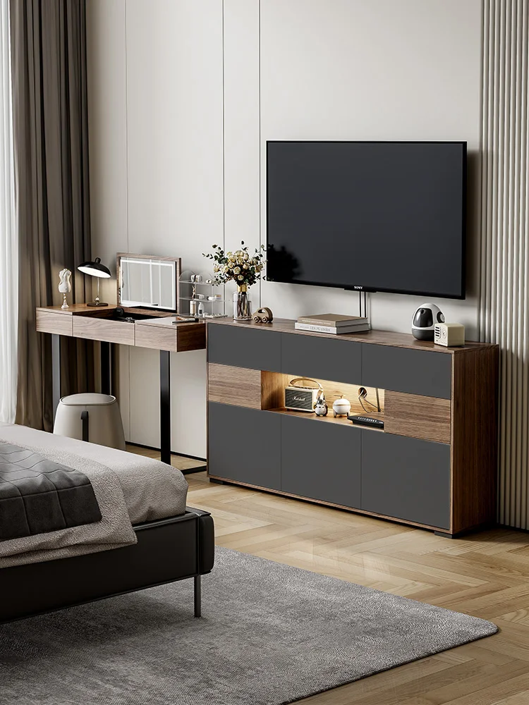 

Bedroom TV cabinet Ultra-thin bedside cabinet Gray floor storage locker Integrated low side cabinet