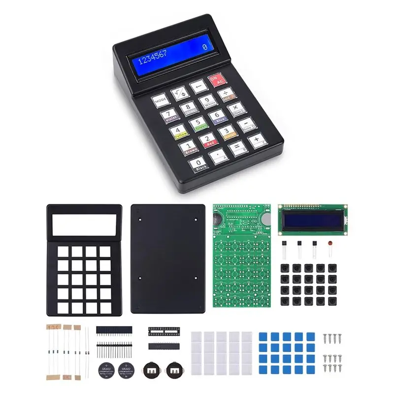 A93E-7-Digit Desktop Calculator Soldering Project Kit DIY Electronics Kit +1602 LCD 1Set