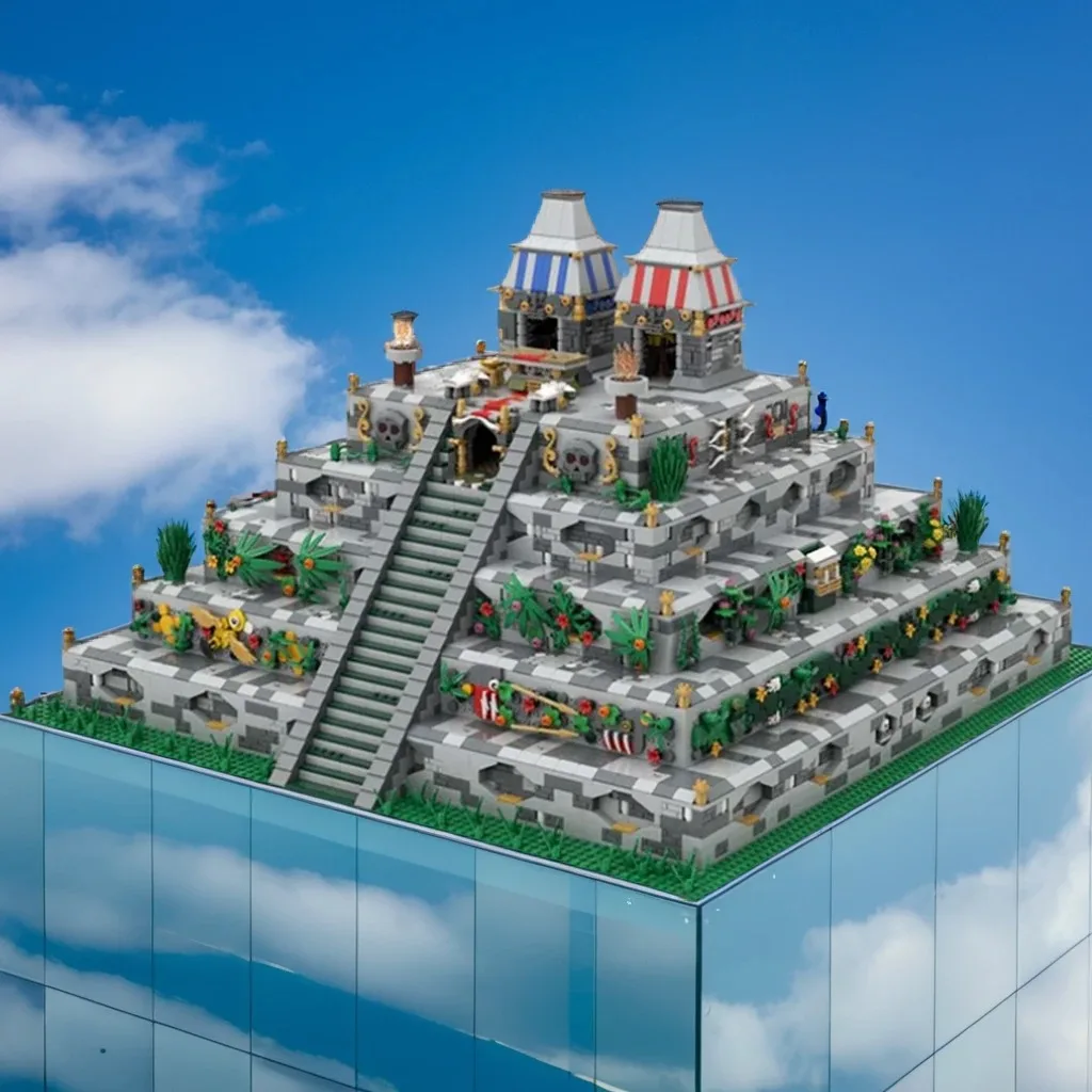 

8056Pcs 2Aztec Pyramid MOC with Stepped Tiers, Temple Top & Quetzalcoatl Statue Education Building Blocks Gift