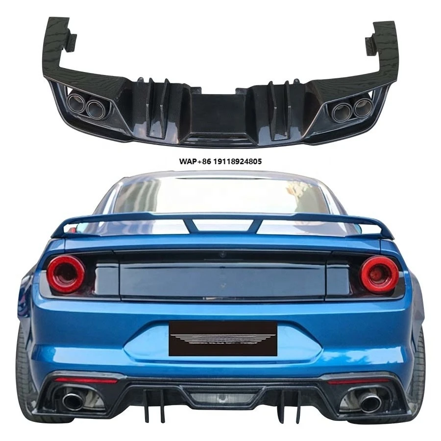 

2018-2023 for Mustang Carbon Fiber Body Kit with Rear Diffuser Bumper Lip Splitters Including Exhaust Bumper Cut-Outs
