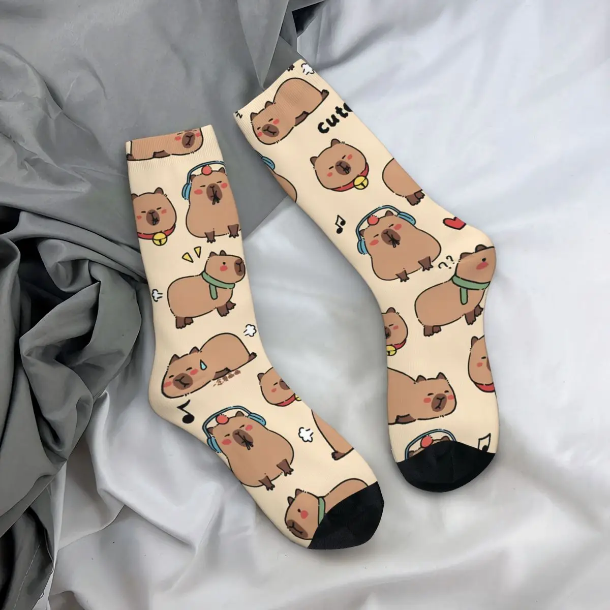 Unhappy Capybara Cartoon Socks Male Mens Women Autumn Stockings Polyester