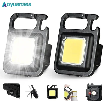 Aoyuansea Mini LED 150-800MA Taschenlampe Schlüsselbund Multifunktionale Tragbare Camping Lampe USB Lade Arbeit Lichter Angeln Lanterna