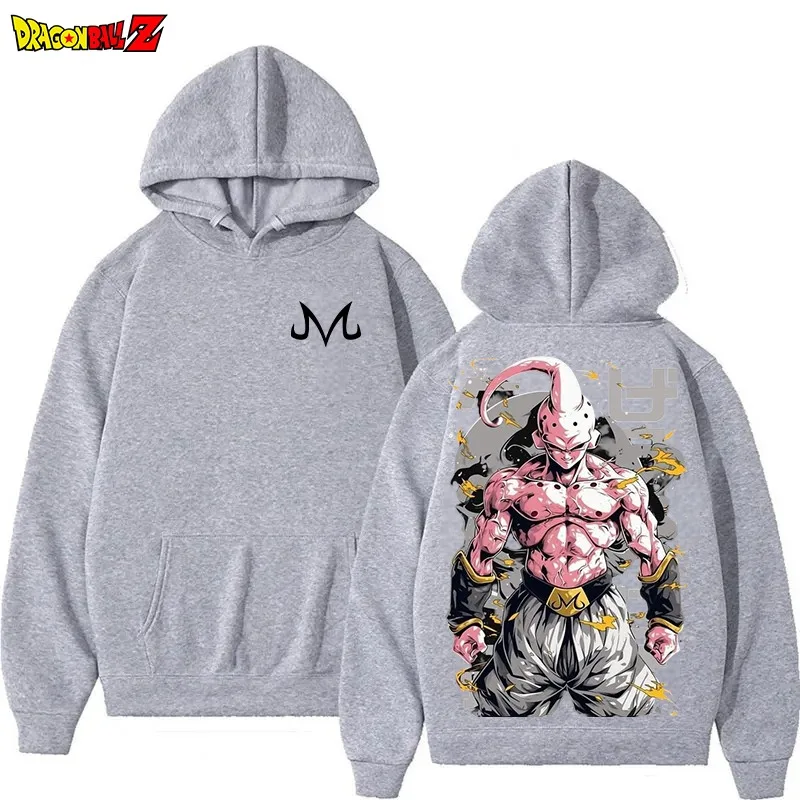 日本アニメドラゴンボールパーカー魔人ブウ柄プリントメンズスポーツウェア秋ルーズ長袖ストリートY2Kトップス