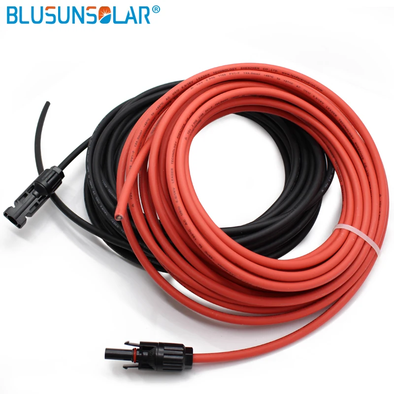 2 pcs/lot SOLAR Wire Extension Black+Red 2.5mm2 4mm2 6mm2 Cable with Male and Female Connector Cable Harness PV Cable