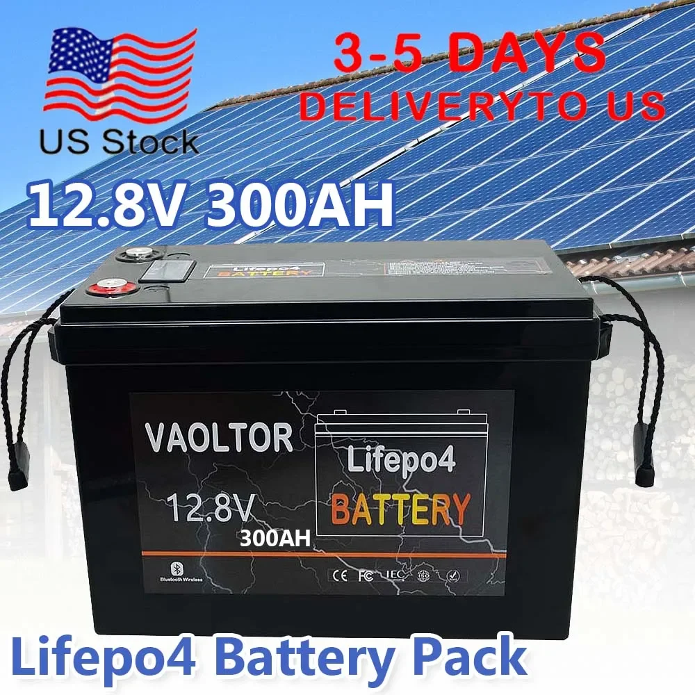 

LiFePO4 12V 300Ah Battery Pack 3840Wh With 200A BMS Grade A Cell Iron Lithium For RV Car Boat Off-Grid Solar No Customs Cost