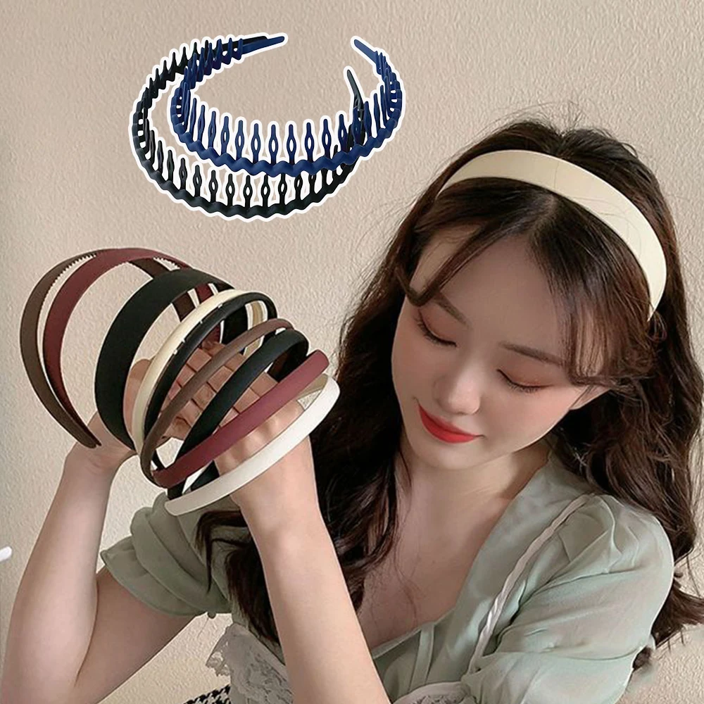 5/9PCS Hair Bands Set For Women Simple Non-slip Headbands Toothed Hair Bands Frosted Hair Hoop Holder Hairband Hair accessories - Image 5