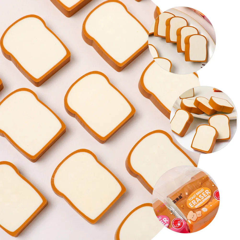 

16 Pcs Cartoon Food Erasers Bread Styling Toast Cute Portable Party Favor Office