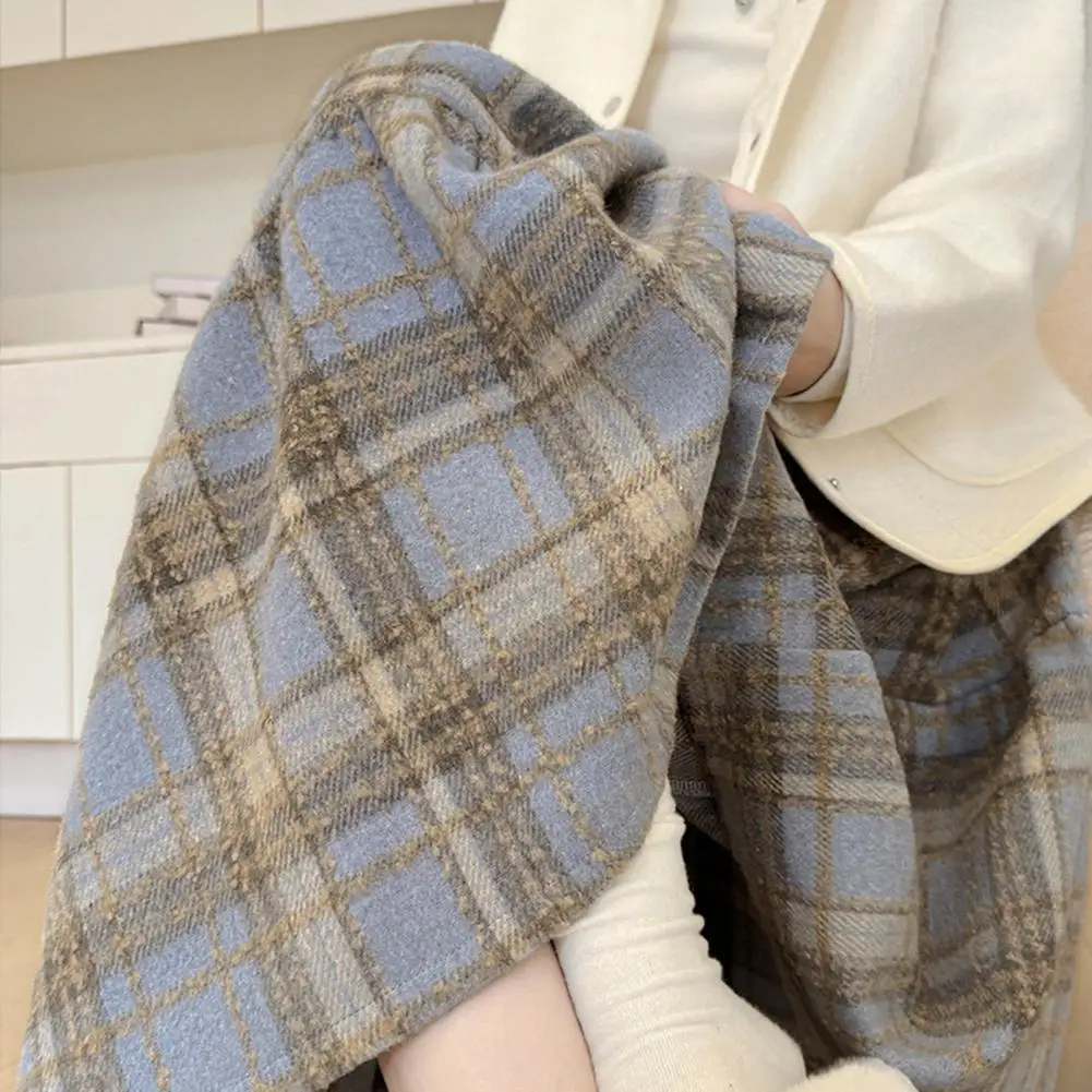 Soft Breathable Skirt Elegant High-waisted Plaid Woolen Skirt with Ruffle Detailing Stylish A-line Skirt for Autumn for Women