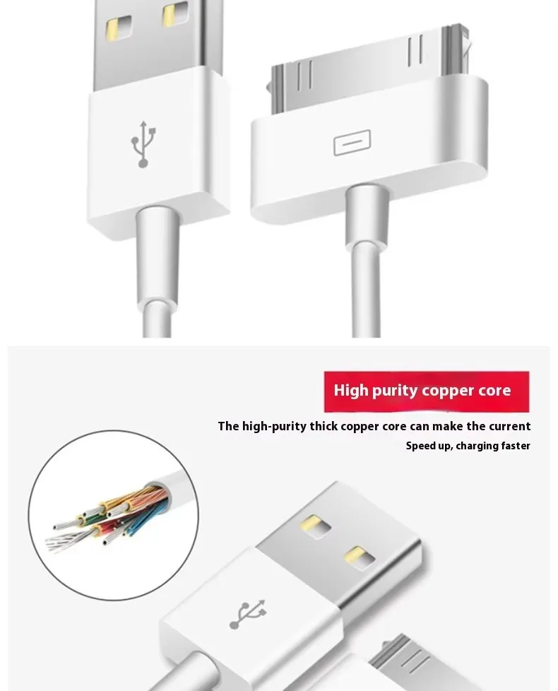 1M Usb Data Sync Charging Cable for Apple IPhone 4 4S 3GS 3G IPad 1 2 3 IPod Nano Touch 30 Pin Charger Cord Replacement Cable - Image 2