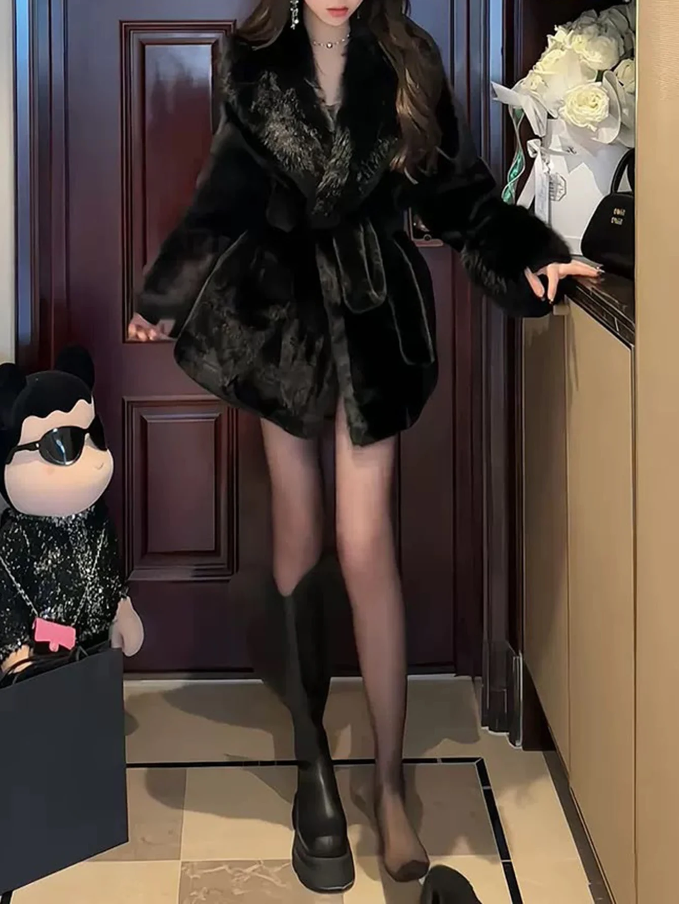 Mia Muse Boutique elegante effen damesjas met lange mouwen, revers, tailleband, herfst, winter, dagelijks, basic, mode, bovenkleding