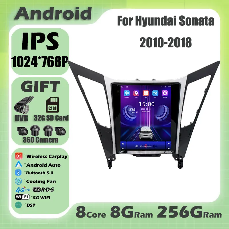 For Hyundai Sonata 2010-2018 9.7''Carplay Android 14 Car Radio Multimedia Video Player Navigaion Head Unit Stereo Touch Screen