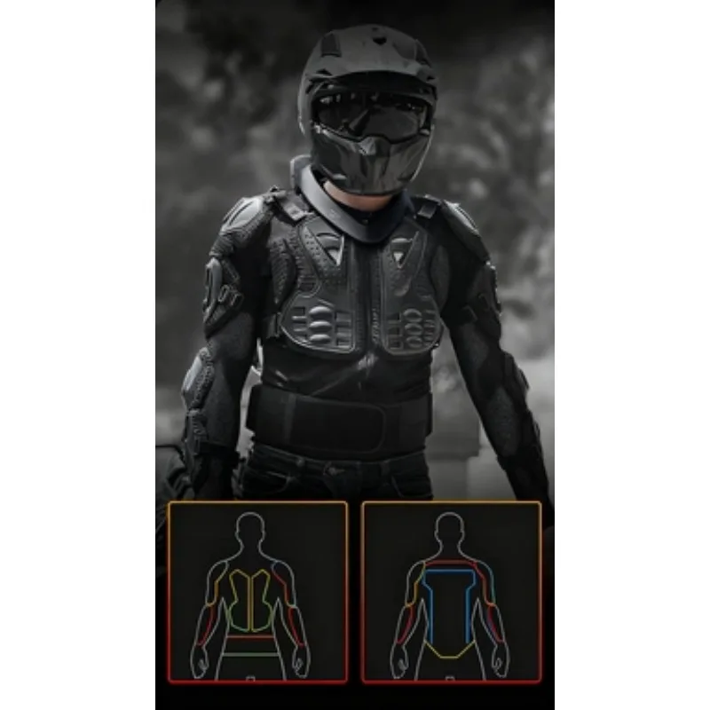 مجموعة كاملة من معدات الحماية للدراجات النارية: سترة مدرعة للركوب مع حماية للصدر ومقاومة للصدمات ودعم الخصر #5