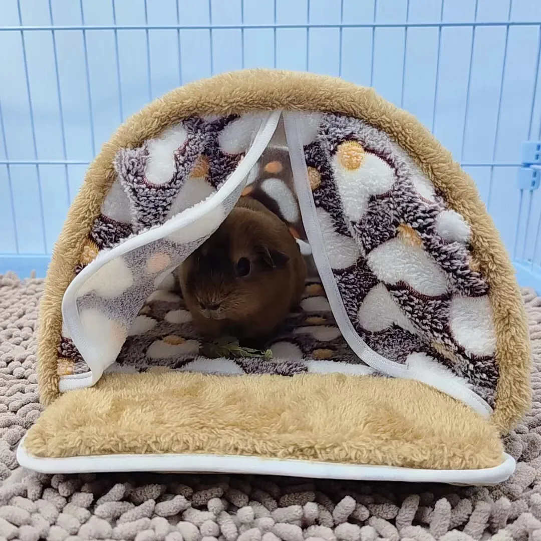 Hamster House Pet Sleeping Cave Warm Soft Beds Plush Printed Cage For Guinea Pig Squirrel Mice Rat Small Animal Supplies