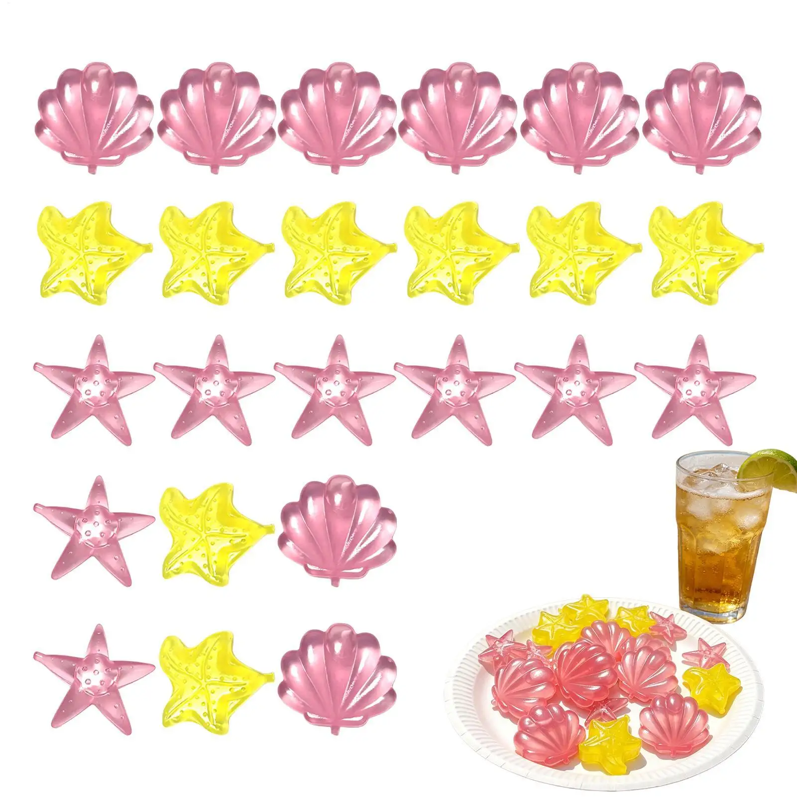 24Pcs Reusable Ice Cube Summer Colorful Outdoor Cute Star Shaped Cooling Ice Cube Mold Home Bar Whiskey Bubble Beverage Tool